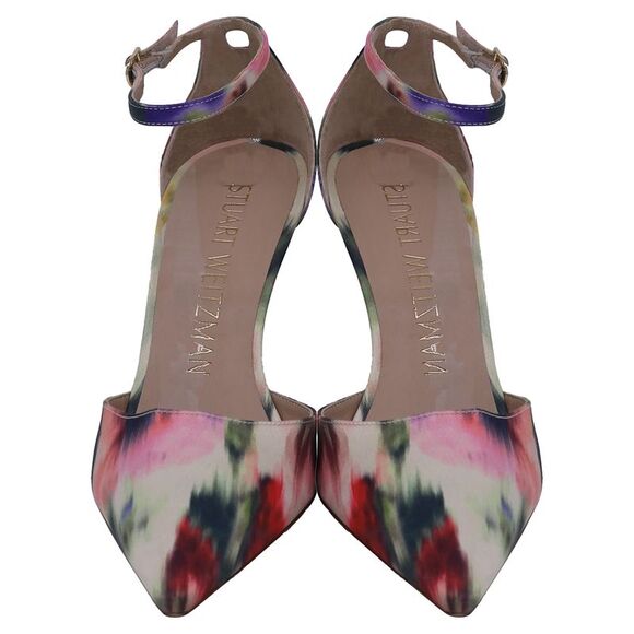Stuart Weitzman Stuart 85 Strap Pumps Watercolor in Multicolor Satin